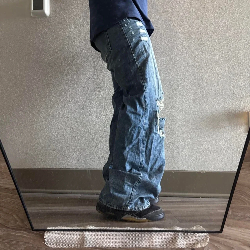 Vintage Y2K/2000s Baggy Distressed Loose For Denim Jeans! 28x32